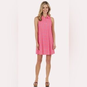 Jude Connally Pink White Leopard Harlee Collared Dress Jude Cloth‎ Preppy Bright